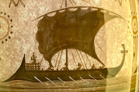 Pottery boat painting