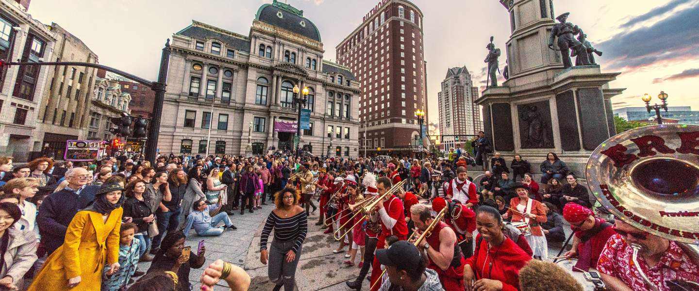 Image of people in Providence during PVD fest 2018